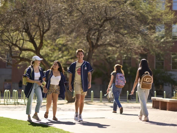 Students walking near Old Main