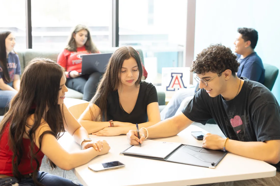 Students studying and using tutoring 