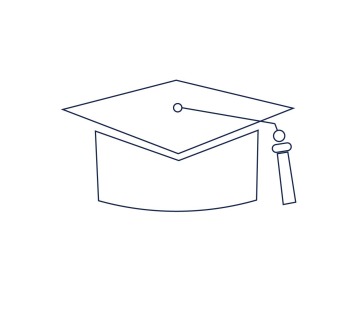 Icon- Outline of a graduation cap
